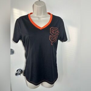 San Francisco Giants
Women's Black and Orange V-Neck T-Shirt